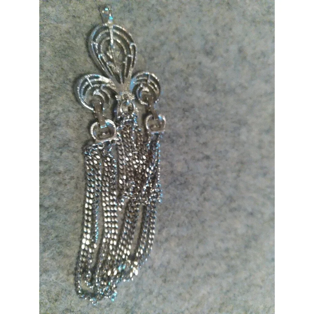 Silver Tone‎ Chain Tassel Pendant Necklace Statement Fashion Jewelry